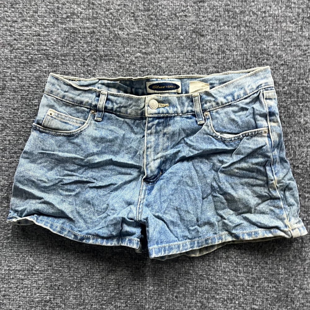 Blue Asphalt Shorts Womens Size 7 Blue Denim Light Wash Casual Y2K Mini Short